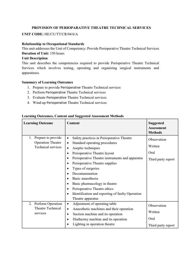Page 1 – HE/CU/TT/CR/04/6/A: Provision of Perioperative Theatre Technical Services Notes – Kenyaplex