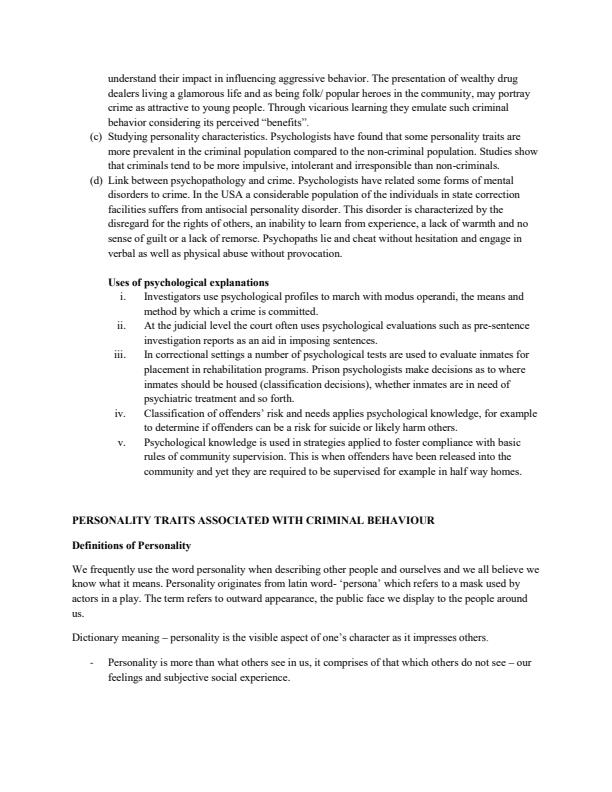 Page 2 – CRSS 201: Psychology of Criminal Psychology Notes – Kenyaplex