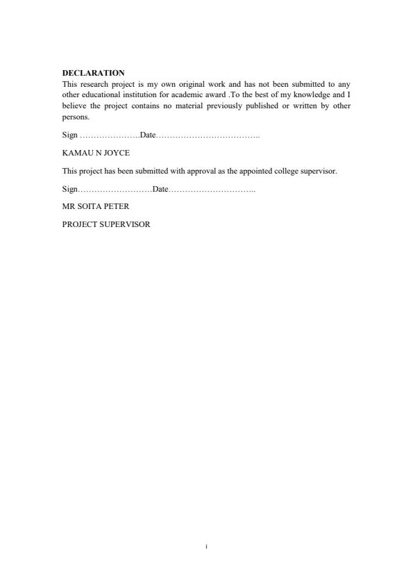 Page 1 – Sample Dairy Farmers Co-operative Management System Project Documentation – Kenyaplex