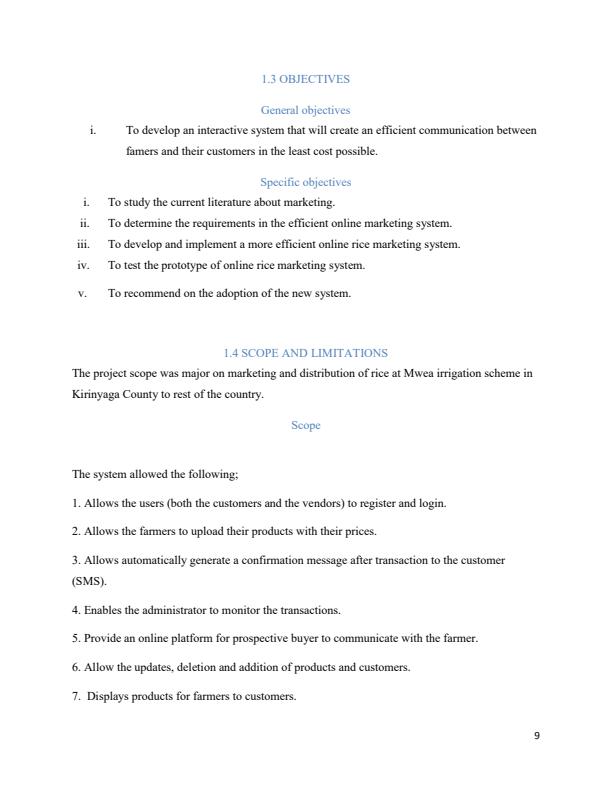 Page 3 – Project: Interactive Marketing System for Mwea Farmers – Kenyaplex