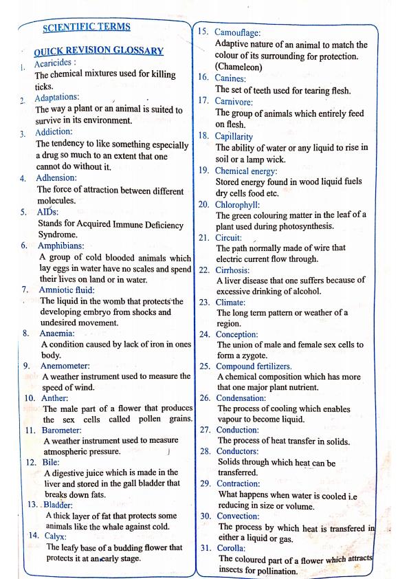 Page 1 – Science Index for Upper Primary (Terms and their Meanings) – Kenyaplex