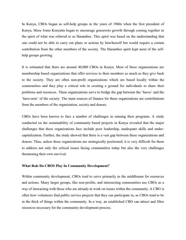 Page 2 – Community Based Organizations Notes – Kenyaplex