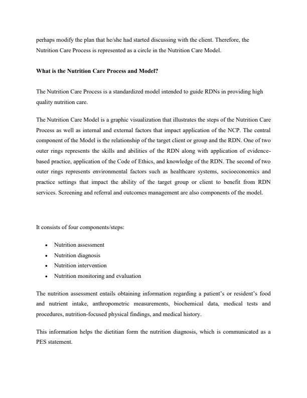 Page 2 – Introduction to Nutrition Care Process Notes: Certificate in Nutrition and Dietetics – Kenyaplex