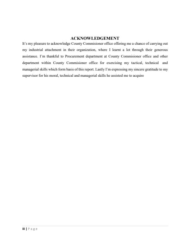 Page 3 – Sample Attachment Report for Diploma in Supply Chain Management – Kenyaplex