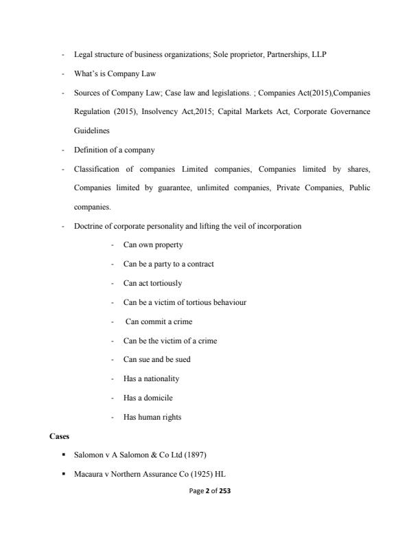 Page 1 – BBM 400: Company Law Notes – Kenyaplex