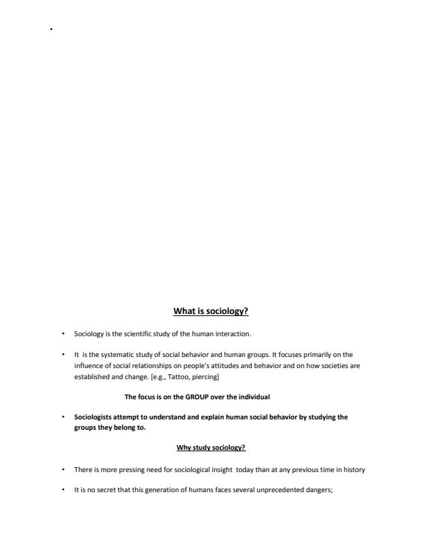 Page 1 – ASC 100: Introduction to Sociology Notes – Kenyaplex