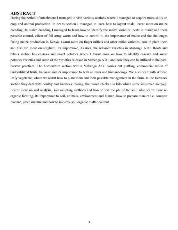 Page 1 – Sample Attachment Report for Diploma in General Agriculture – Kenyaplex