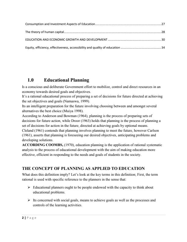 Page 2 – EMA 412: Planning and Economics of Education Notes – Kenyaplex