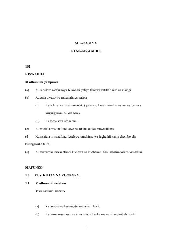 Page 1 – Kiswahili KCSE Topical Questions and Answers – Kenyaplex