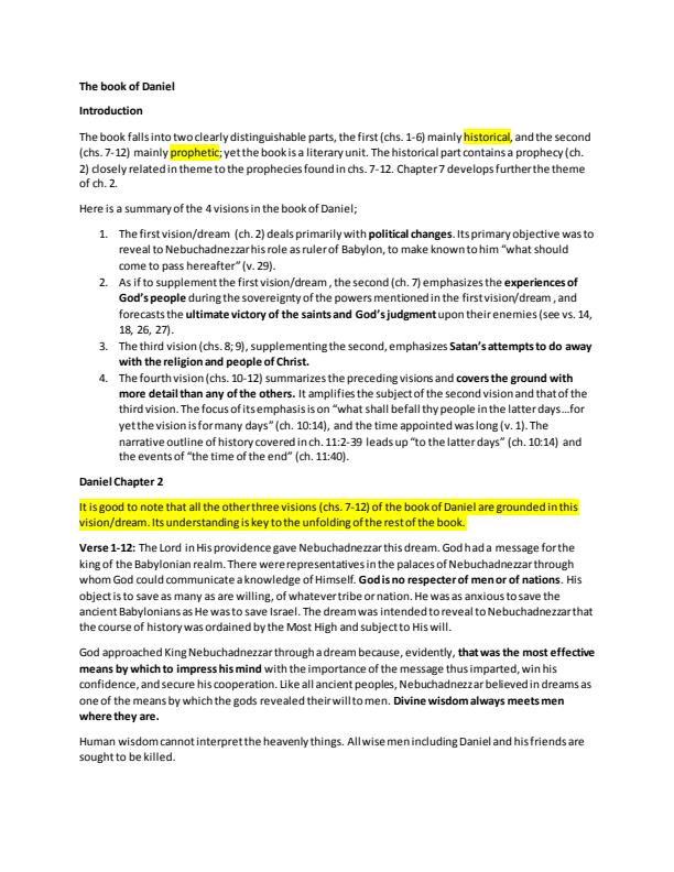 Page 1 – Prophecies of Daniel and revelation. A verse by verse exposition - Daniel Chapter 2 – Kenyaplex