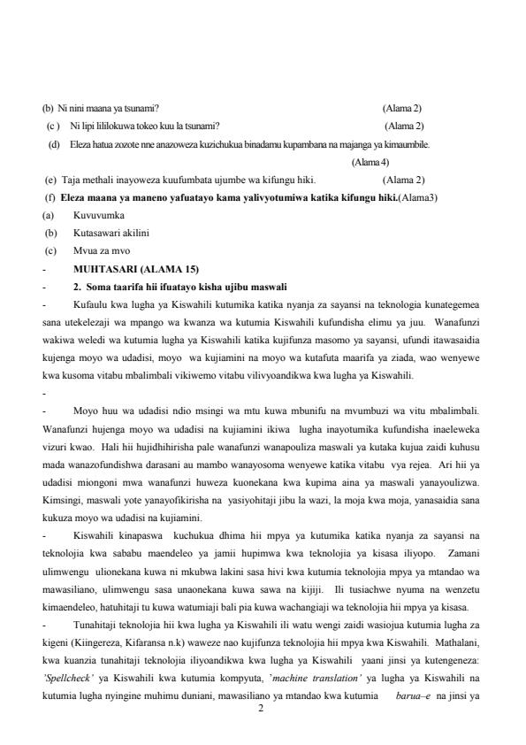 Page 2 – Kiswahili Revision Booklet With Questions and Answers (Ufahamu, Ufupisho, Matumizi ya Lugha na Isimu Jamii)  – Kenyaplex