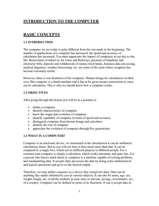 Page 1 – SCS 1101: Computer Applications and Organisation Notes – Kenyaplex