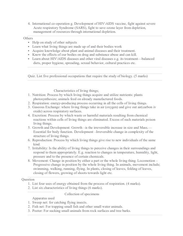 Precise Biology Revision Notes for Form 1 1449