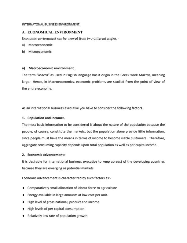 Page 1 – BBA 402 International Business Notes for International Business Environment – Kenyaplex