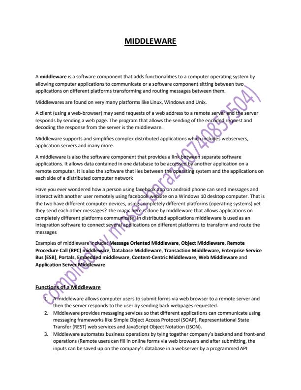 Page 1 – INF 120: Computer Organization Notes for Middleware – Kenyaplex