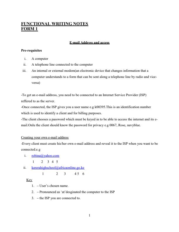 Page 1 – English Functional Writing Notes Form 1, Form 2, Form 3 and Form 4 – Kenyaplex