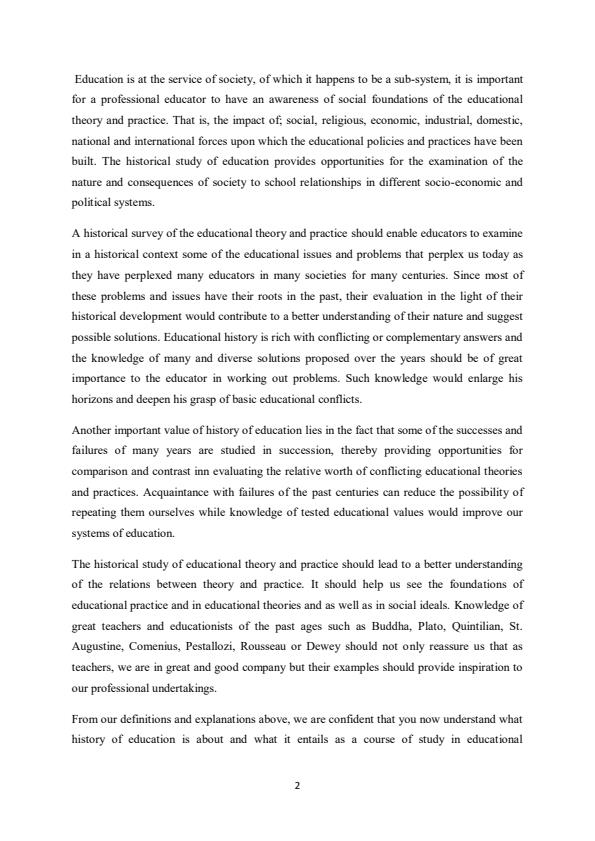 TFD 101 History of Education Notes 1487