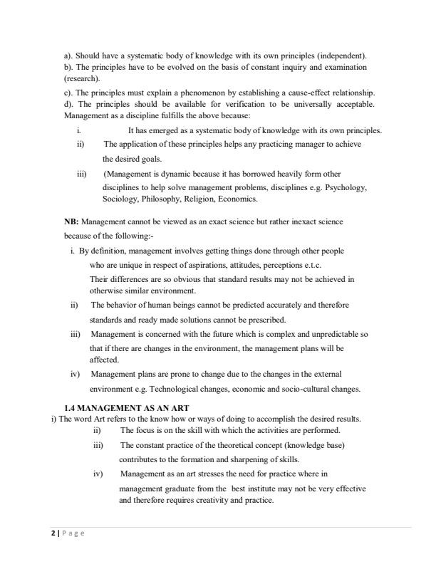 Page 2 – BCB101: Principles of Management Notes – Kenyaplex