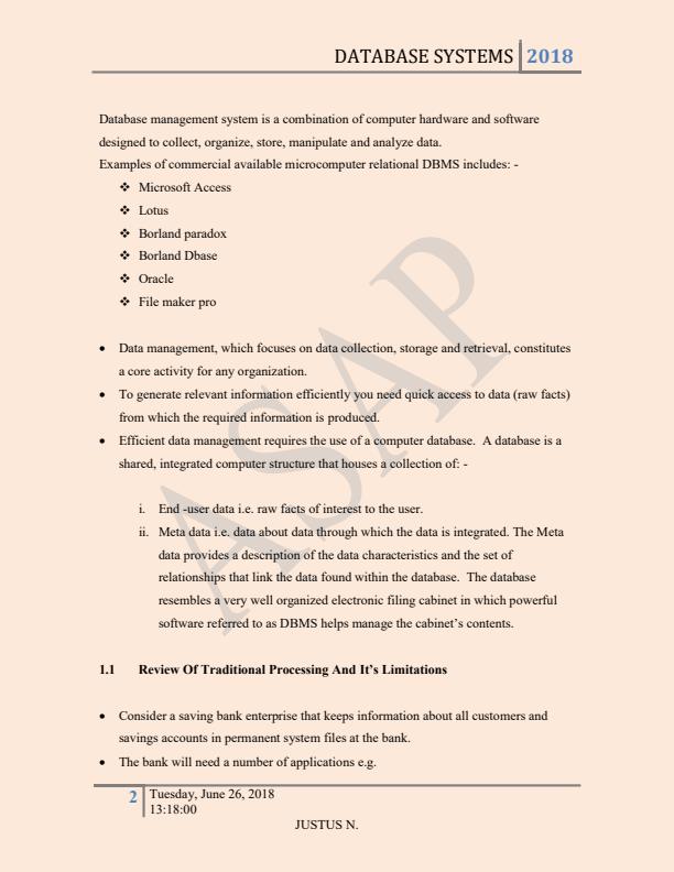 Page 2 – ICS 2206: Introduction to Database Management Systems Notes – Kenyaplex