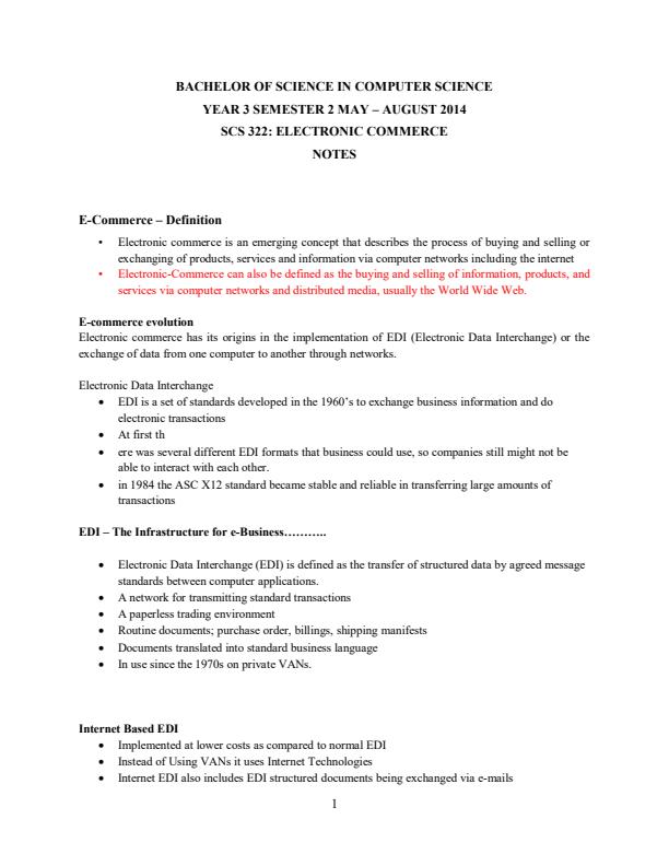 Page 1 – SCS 322: Electronic Commerce Notes – Kenyaplex