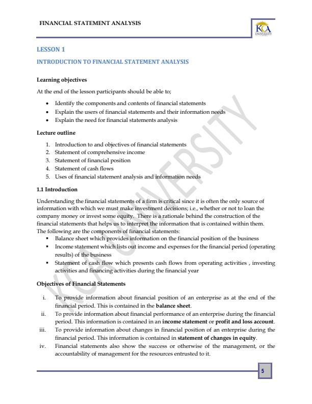 Page 2 – CFI 413: Financial Statement Analysis Notes – Kenyaplex