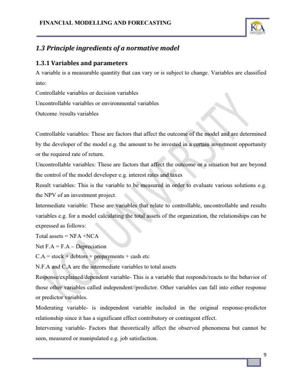 Page 3 – CFI 423: Financial Modelling and Forecasting Notes – Kenyaplex