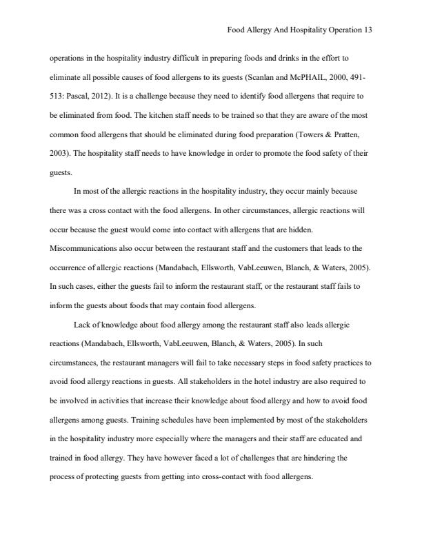 Page 3 – Project: Effects of Food Allergy on Hospitality Industry – Kenyaplex