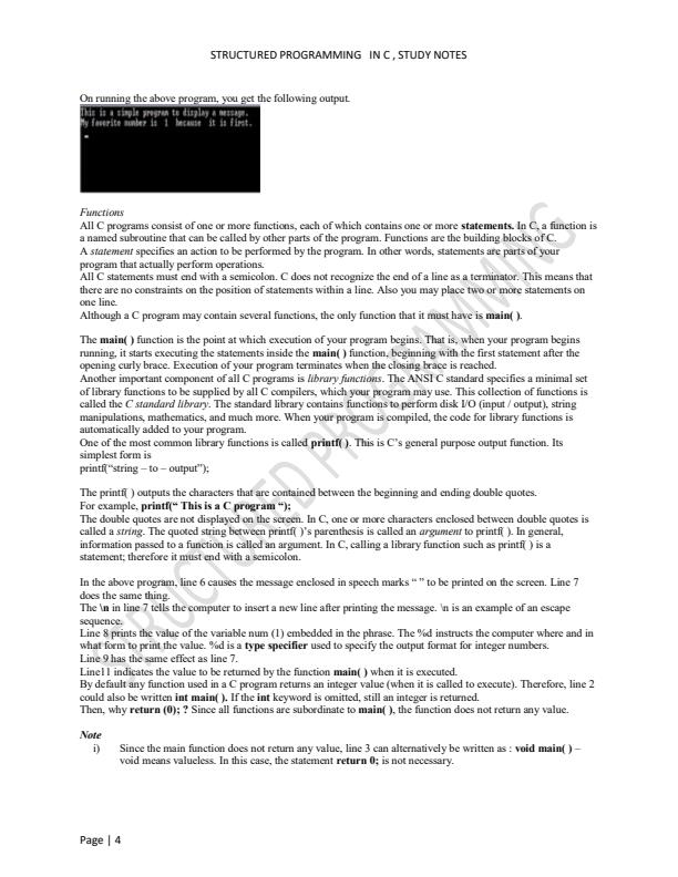 Structured Programming in C Study Notes - 1651