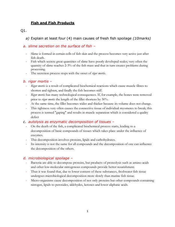 Page 1 – Environmental Health: Fish and Fish Products questions for revision – Kenyaplex