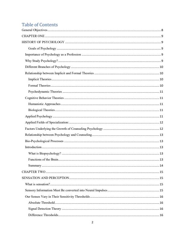 Page 1 – Psychology and Counselling Training Notes – Kenyaplex