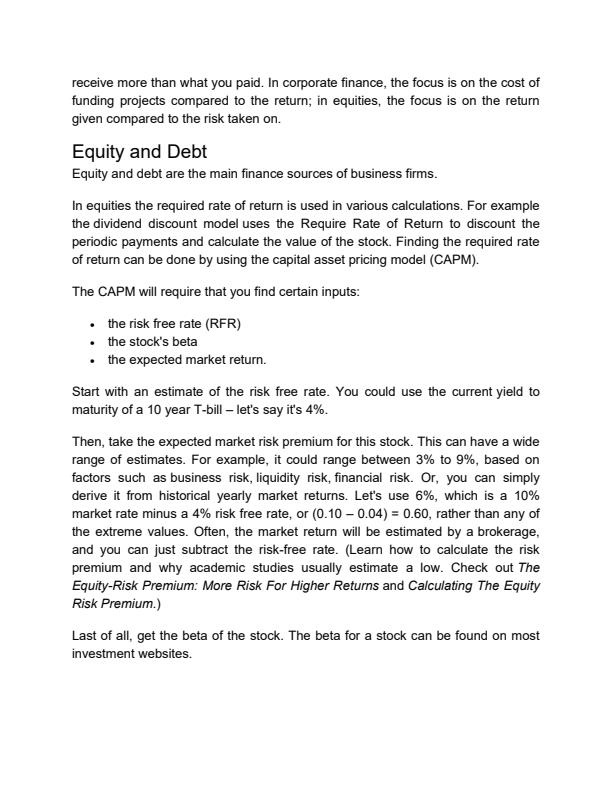 Page 2 – Business Finance Notes: Calculating Required Rate of Return – Kenyaplex