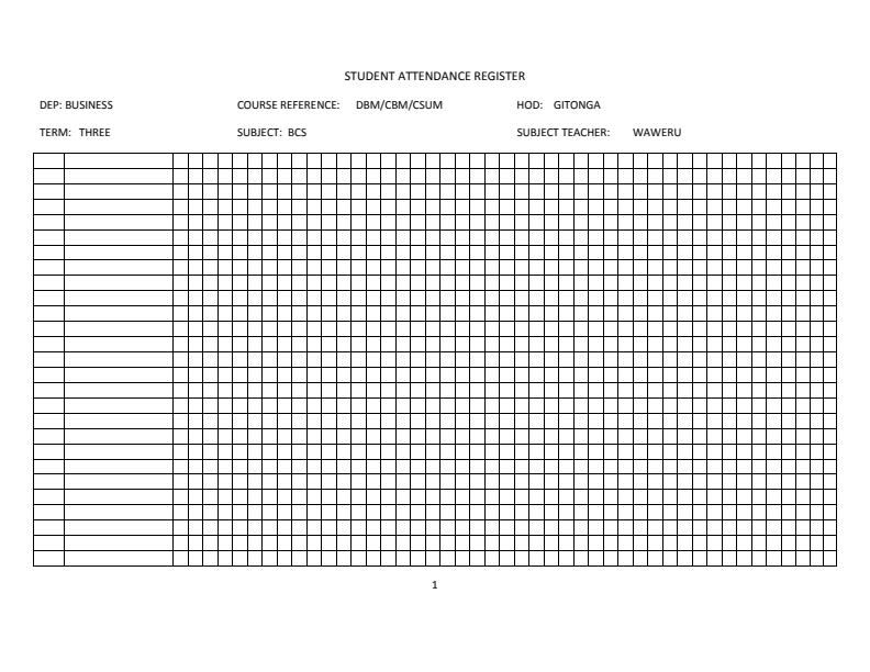 Page 1 – Schemes of Work for Business Calculations and Statistics – Kenyaplex