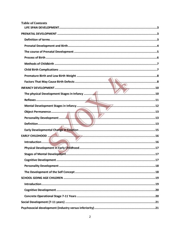 Page 1 – Life Span Development Notes – Kenyaplex
