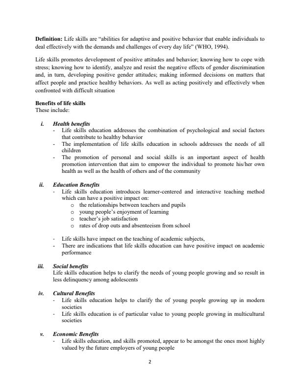 Page 2 – Life Skills Notes – Kenyaplex