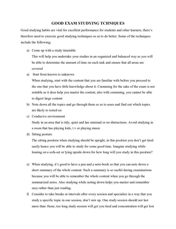 Page 1 – Good Studying Skills you Prepare for Examinations – Kenyaplex
