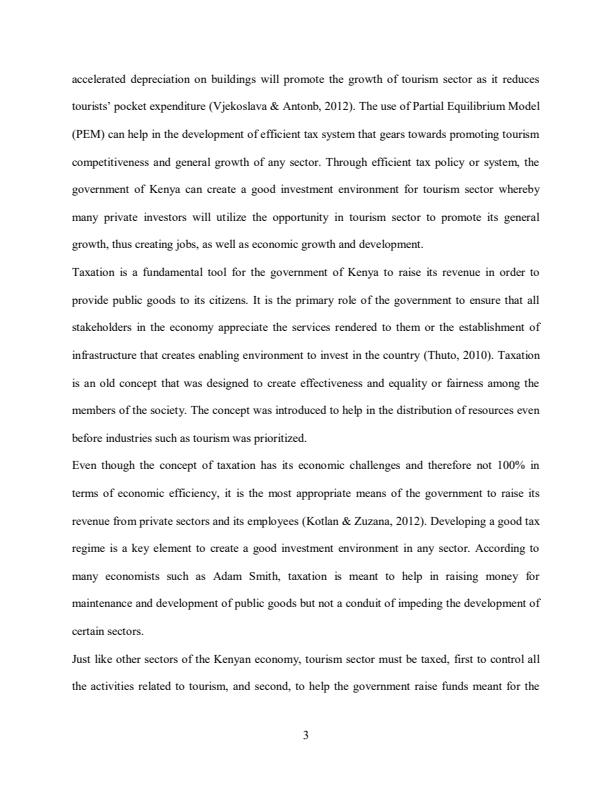 Page 3 – Research Project: Effects of tax policies on growth of tourism sector in Kenya (a case of Mombasa county) – Kenyaplex