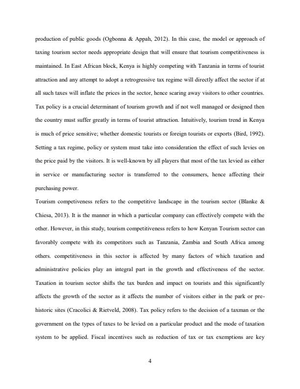 Page 4 – Research Project: Effects of tax policies on growth of tourism sector in Kenya (a case of Mombasa county) – Kenyaplex