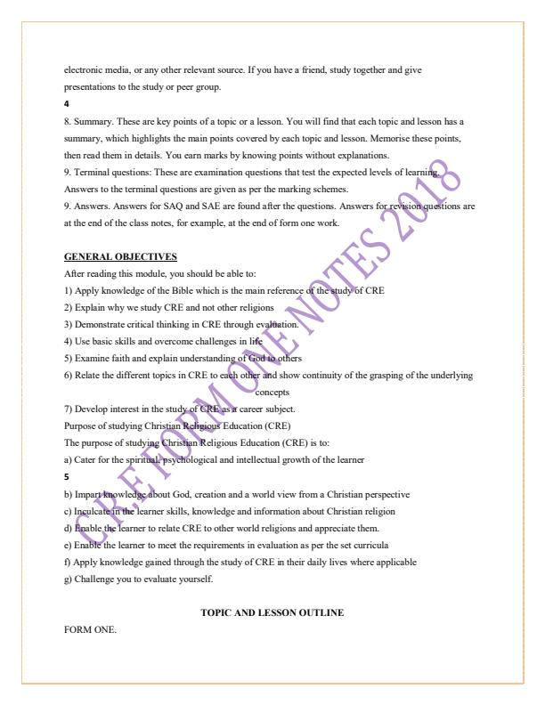 Page 3 – CRE Form 1 Notes 2018 – Kenyaplex