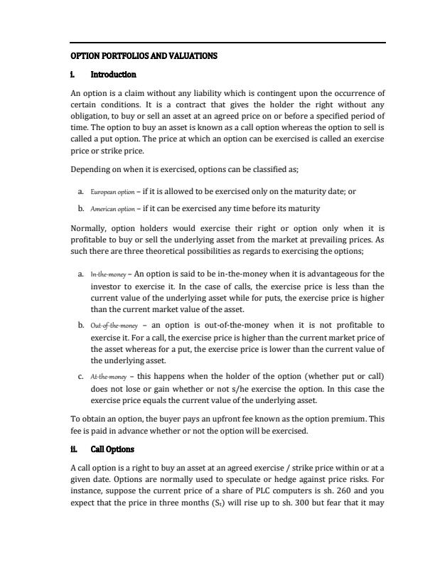 Page 1 – BCF 429: Portfolio Theory and Management Notes – Kenyaplex