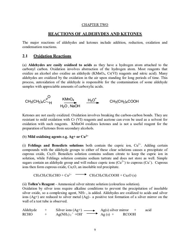 Page 1 – SCH 202: Reactions of Aldehydes and Ketones Notes – Kenyaplex