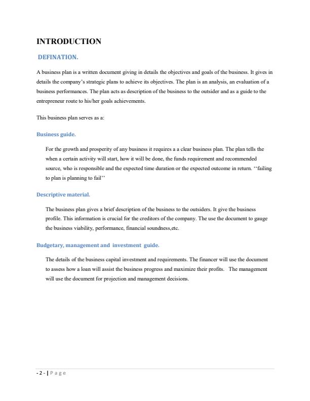 Page 1 – Sample Ice Beverage Business Plan – Kenyaplex