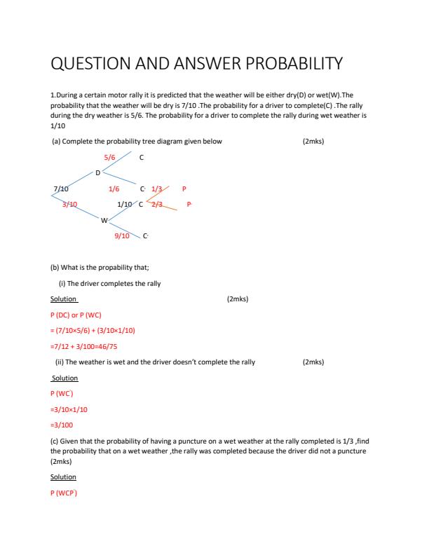 Page 1 – Question and answer probability form3-mathematics – Kenyaplex