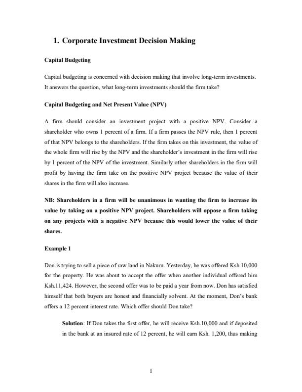 Page 1 – EAE 403: Financial Economics Notes – Kenyaplex