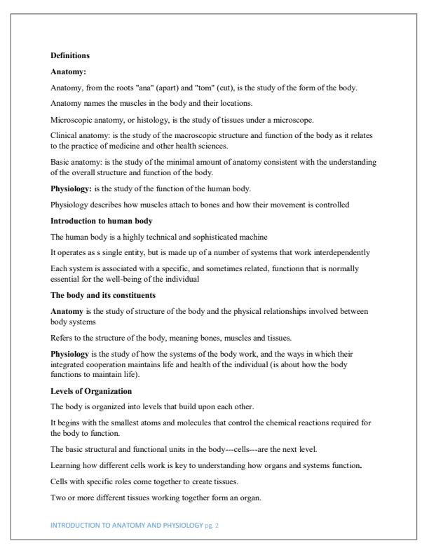 Page 2 – KMTC Introduction to Human Anatomy and Physiology Notes – Kenyaplex