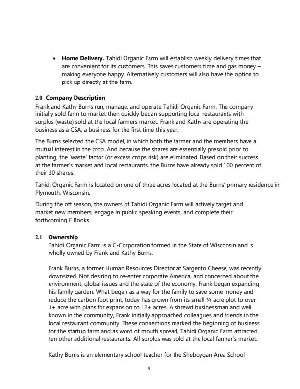 Page 3 – Sample Organic Farm Business Plan – Kenyaplex