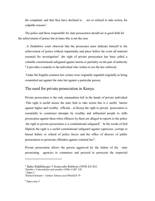 Discuss the practice and procedure of private prosecution in Kenya FLB