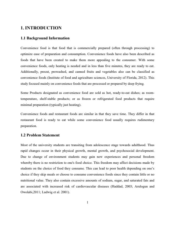 Page 1 – Project: Knowledge, attitudes and practices concerning convenience foods among students at universities in Kenya – Kenyaplex