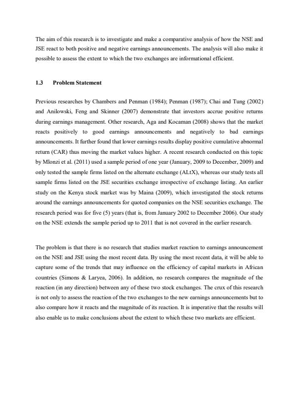Page 4 – Stock Price Reaction to Earnings Announcements - EAE 412: Project Appraisal – Kenyaplex
