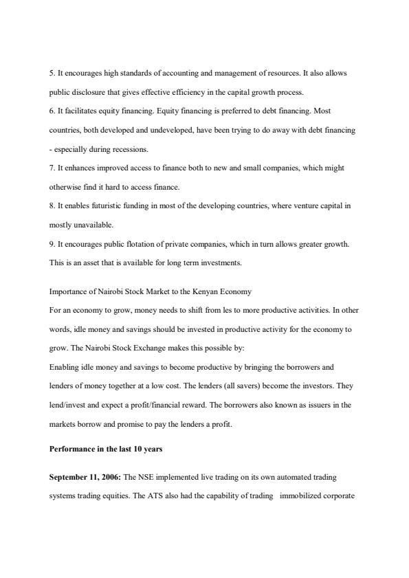 Page 2 – Nairobi Securities Exchange - Functions and Performance: EAE 202 Financial Markets – Kenyaplex