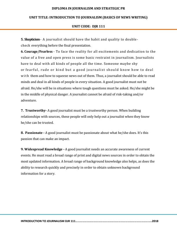 Page 4 – DJR 111: Introduction to Journalism (Basics of News Writing) Notes – Kenyaplex